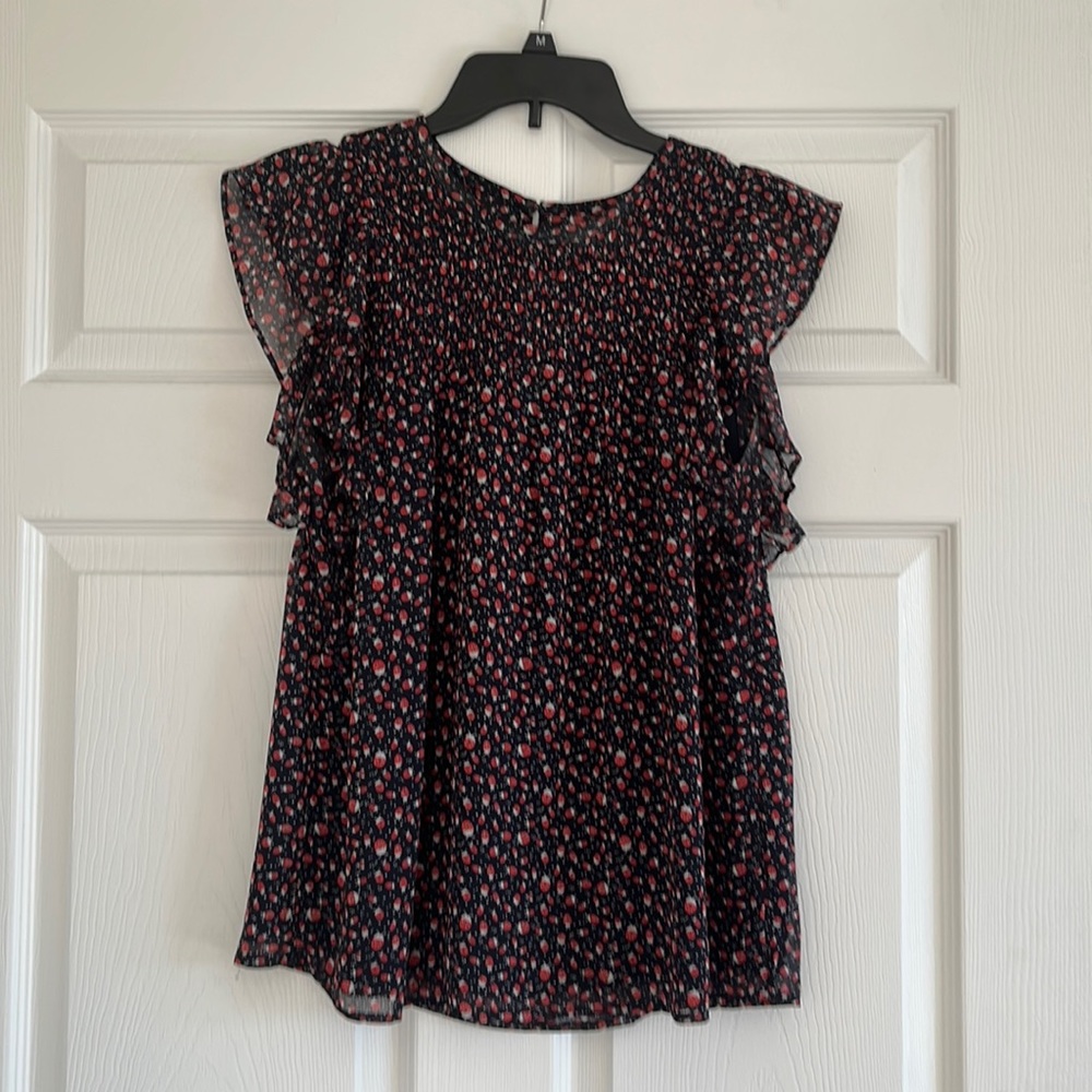 Loft Cap Sleeve Ladybug-Print Dress Shirt